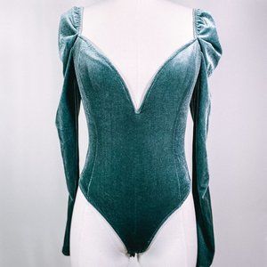 Velvet Dark Teal Bodysuit